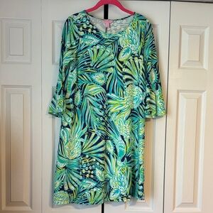 Lilly Pulitzer Ophelia Dress S Blue Green Party Like A Flock Star Vacay Resort